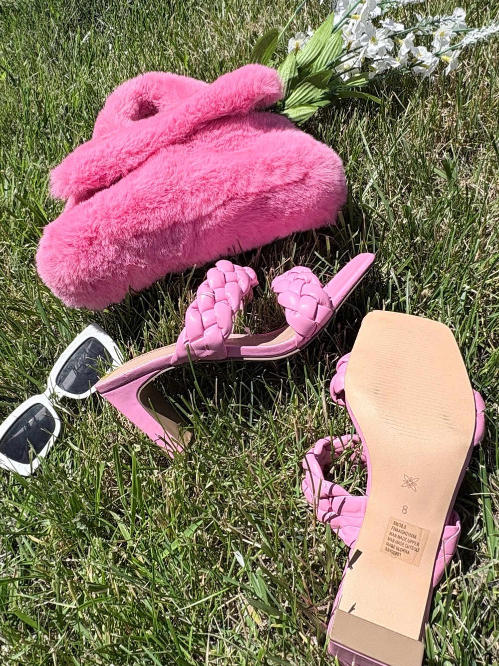 BCBGeneration Pink Braided Slide Heels - Picture 4 of 5